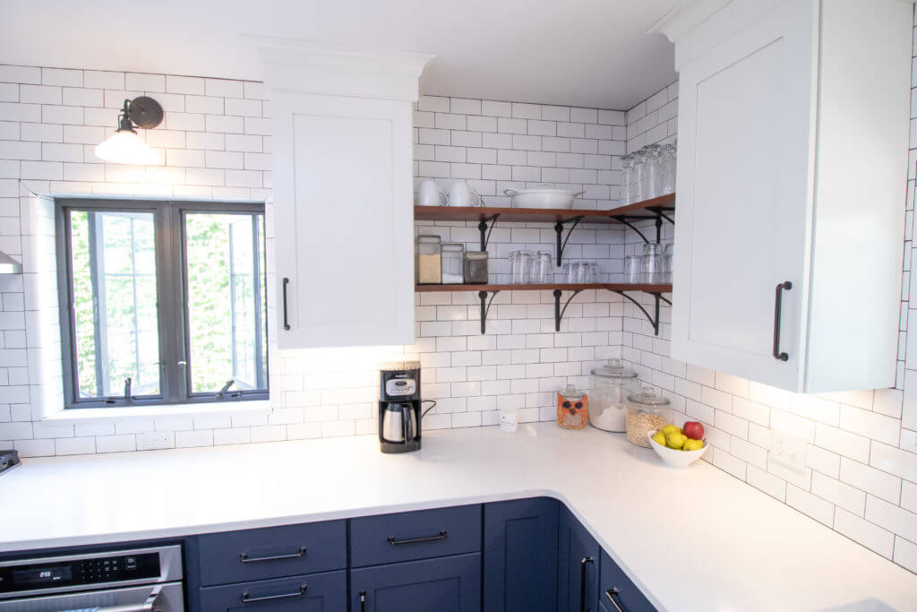 open shelving in kitchen
